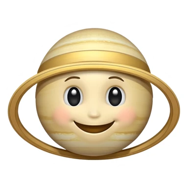 Saturn planet with rings and a cute smiling face sticker