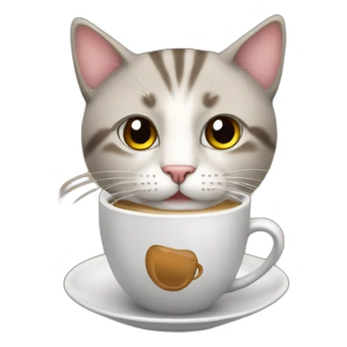 a cat with a cup of coffee sticker
