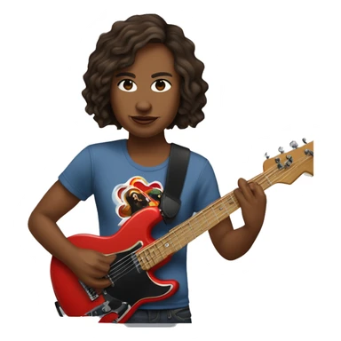 a brown eyed rock singer looking a little bit like rory gilmore wearing a red hot chili peppers tee and flare jeans playing the bass guitar sticker