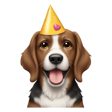 Dog in birthday hat sticker