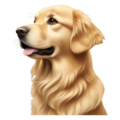 Golden retriever with thinking bubble sticker