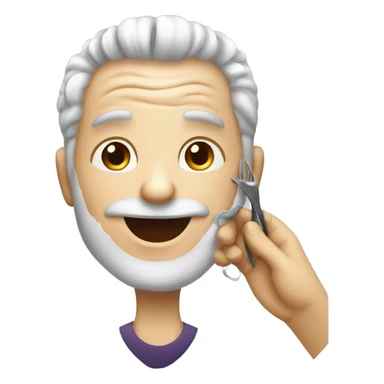 old man hairdresser a kid sticker