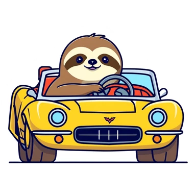 sloth in a corvette  sticker