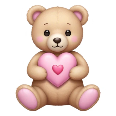 beige teddy bear and a pink pastel heart sticker