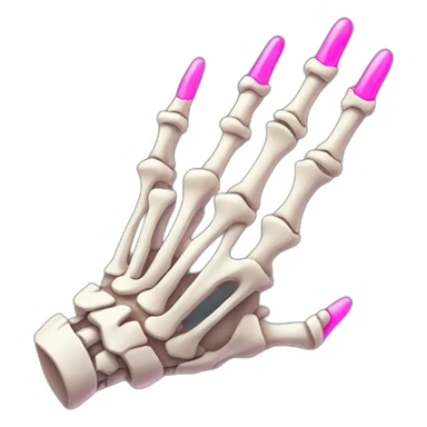 skeleton hand with long pink nails sticker