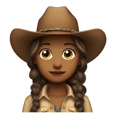 burnett girl brown eyes button up with cowboy hat sticker