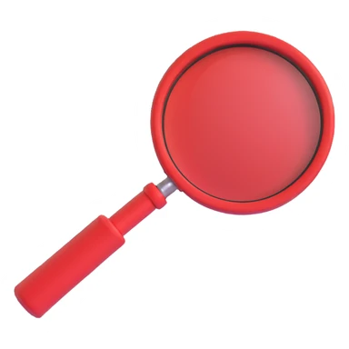 red magnifying glass, 3D style, realistic lighting sticker