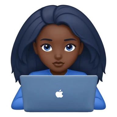 dark-haired girl at a dark blue laptop sticker