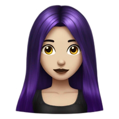 gothic girl long dark black and purple hair sticker