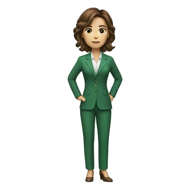 Woman with brown hair in green suit standing sticker