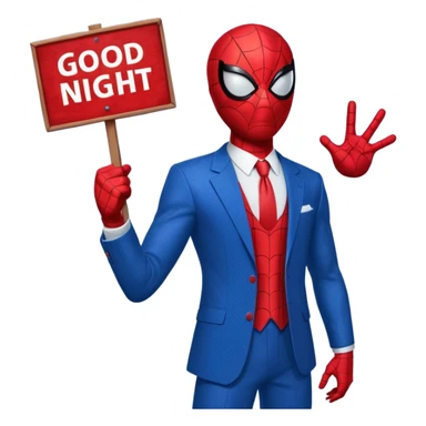 Spider-Man with the sign that says good night sticker