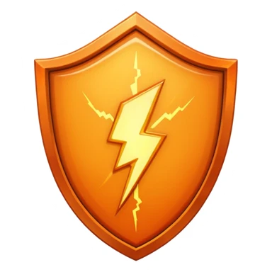 Orange shield with lightning sticker