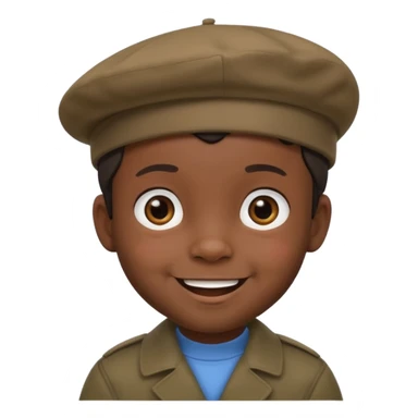male dark toddler with beret sticker