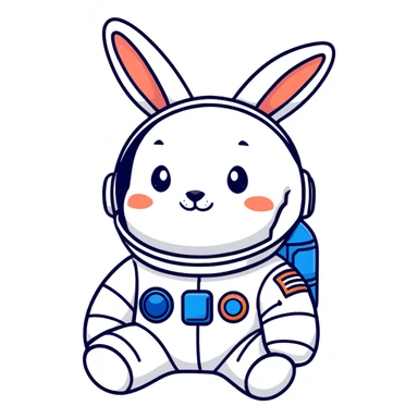 cute hare cosmonaut sticker