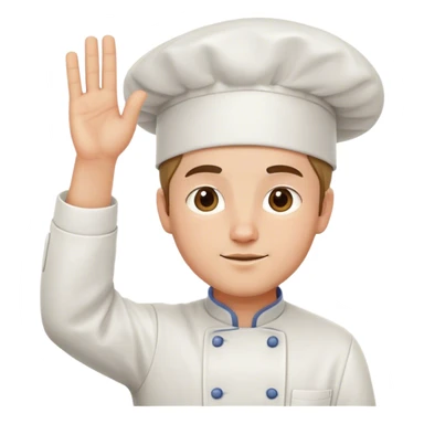 guy with hand up, hand bend with chef hat  sticker