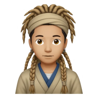 Casual person with tied-back dreadlock, asian sticker