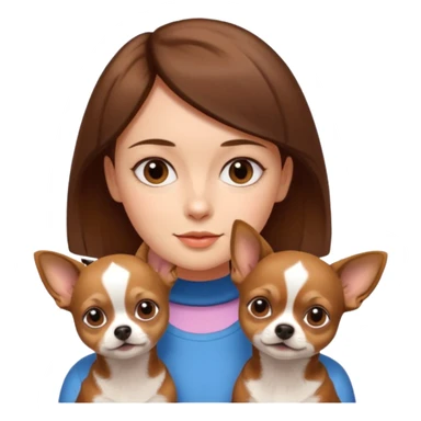 girl with mid-short brown hair and 2 chihuahuas sticker