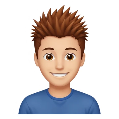 young man with brown spiky hair, smiling sticker