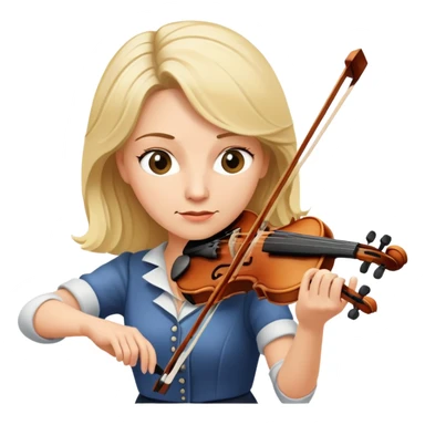 Middle-aged blonde woman playing violin, focused expression sticker