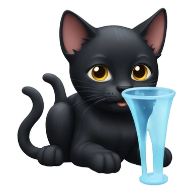 Black cat drinking water sticker