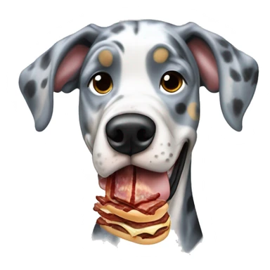 Blue Merle Great Dane eating bacon sticker