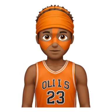 Basketball guy with orange headband sticker