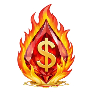 Red flaming crystal with a $ carved into the center of the crystal.Red flaming crystal with a $ carved into the center of the crystal. sticker