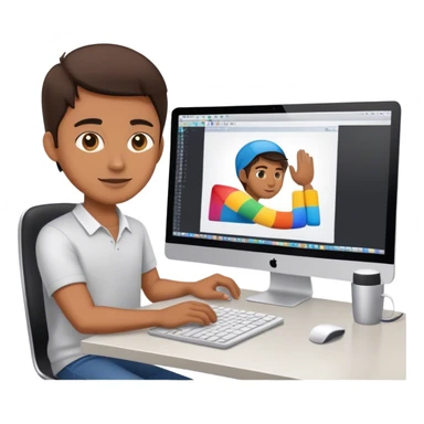 un graphiste entrain de realiser des montage video sur son pc sticker