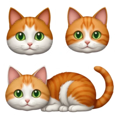 3 different coloured tiny short haired cats, including a dark grey and white cat with green eyes,and  a ginger and white with orange eyes and a brown tabby and white with hazel eyes sticker