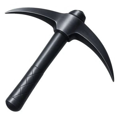 Make this steel pickaxe 10% darker, keep it crisp, shiny, and slightly fancier than iron, realistic metallic steel, emoji style, transparent background. sticker