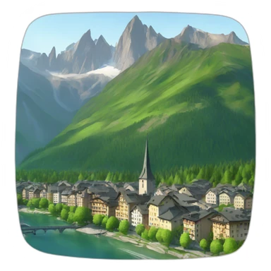 The Chamonix city at summer sticker