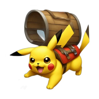 pikachu avec un chien lance flame sticker