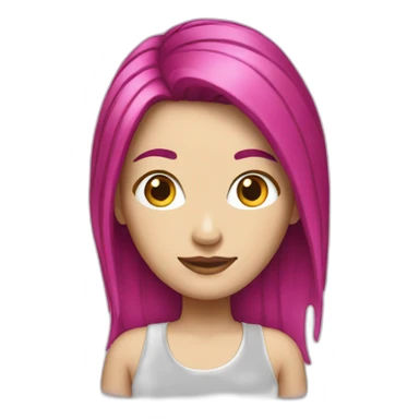 White girl with a magenta hair sticker
