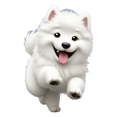 A white fluffy samoyed doing a happy dance ￼ sticker