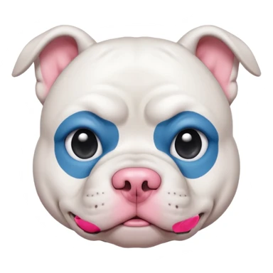 White American bully dog with blue left eye sticker