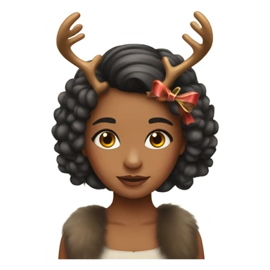 Cute girl reindeer head with a bow sticker