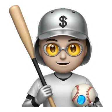 the 💣 emoji holding a baseball bat with money sign eyes sticker