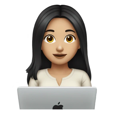 white armenian girl black hair with her laptop sticker