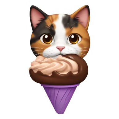 calico cat with chocolate icecream  sticker