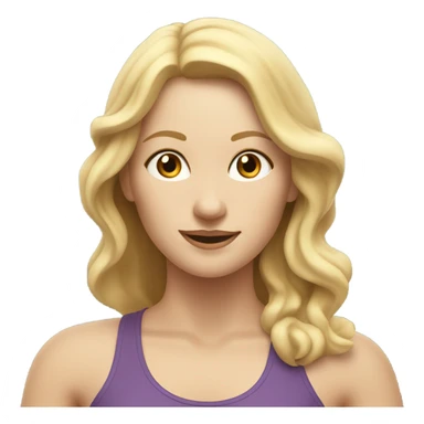 White woman, long hair, blonde hair, wavy hair, yoga pose sticker