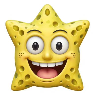 Star face SpongeBob mouth shape open happy sticker
