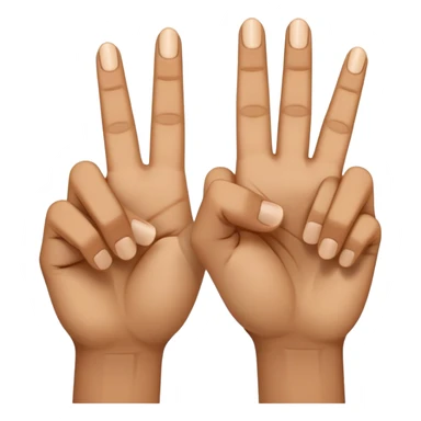 two hands using middle fingers straight and parallel to each other, index fingers pressing together at the apex to form a triangle, light brown skin tone sticker