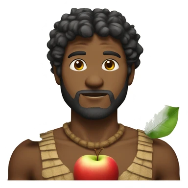 Adam wears prehistoric clothes, with an apple next to him sticker
