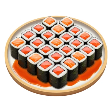 Sushi rolls with sauce restaurant style  sticker
