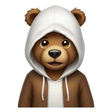 Brown teddy bear with white hoodie sticker