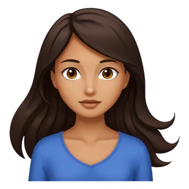 Uma menina morena de Costas com o cabelo solto, o cabelo dela é longo, liso e castanho escuro sticker