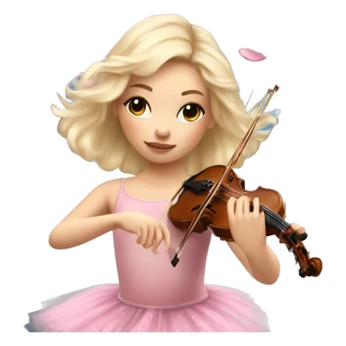 ballet blonde with skin girl with soft pastel tutu playing violin with peonies and sparkles realistic coquette sticker