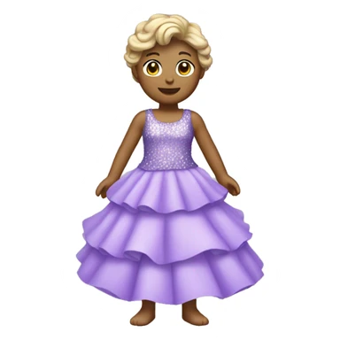 A lavender purple tiered sparkly dress. The layers should be slightly different shades of lavender and should be long  sticker