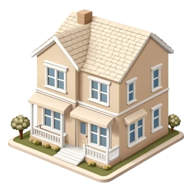 Isometric exterior little beige and white home store dollhouse style 3D realistic  sticker