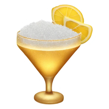 a golden cocktail sprinkled by sea salt flakes from above sticker